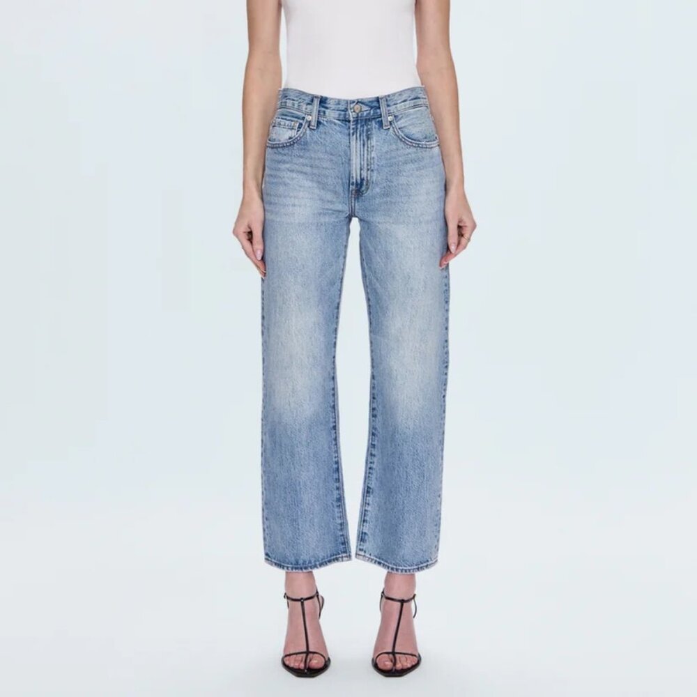 pistola Light Blue Cropped Straight Jeans